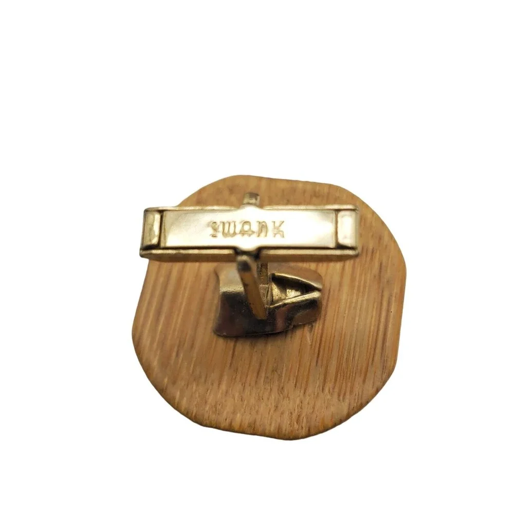Laughing Buddha Bamboo Cufflinks Swank MCM Figural‎ Cuff Links Vintage Buddhist